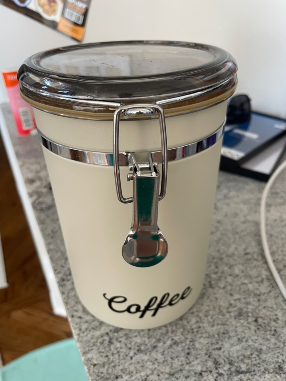 Cream Coffee Storage Canister with Airtight Clamp Lid